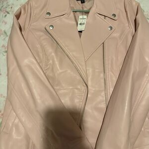 Women's Pink Faux Leather Jacket-NWT